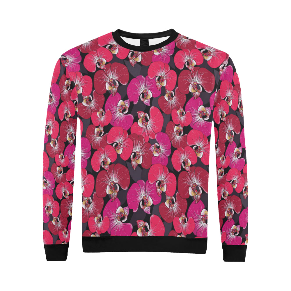 Orchid Red Pattern Print Design OR05 Men Long Sleeve Sweatshirt