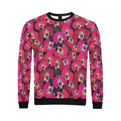 Orchid Red Pattern Print Design OR05 Men Long Sleeve Sweatshirt