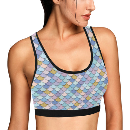 Mermaid Scales Pattern Print Design 05 Sports Bra
