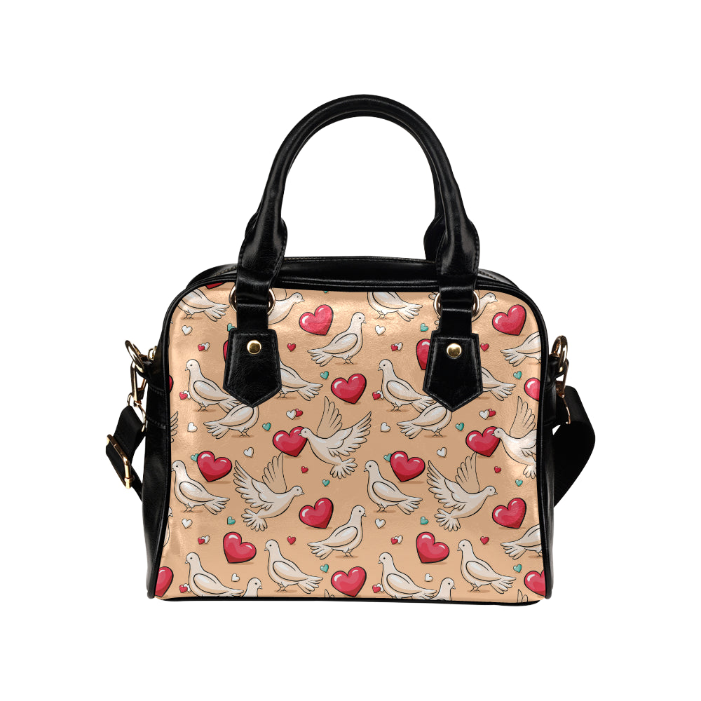 Pigeon Heart Pattern Print Design 04 Shoulder Handbag