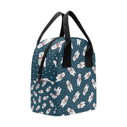 Polar Bear Pattern Print Design PB05 Insulated Lunch Bag