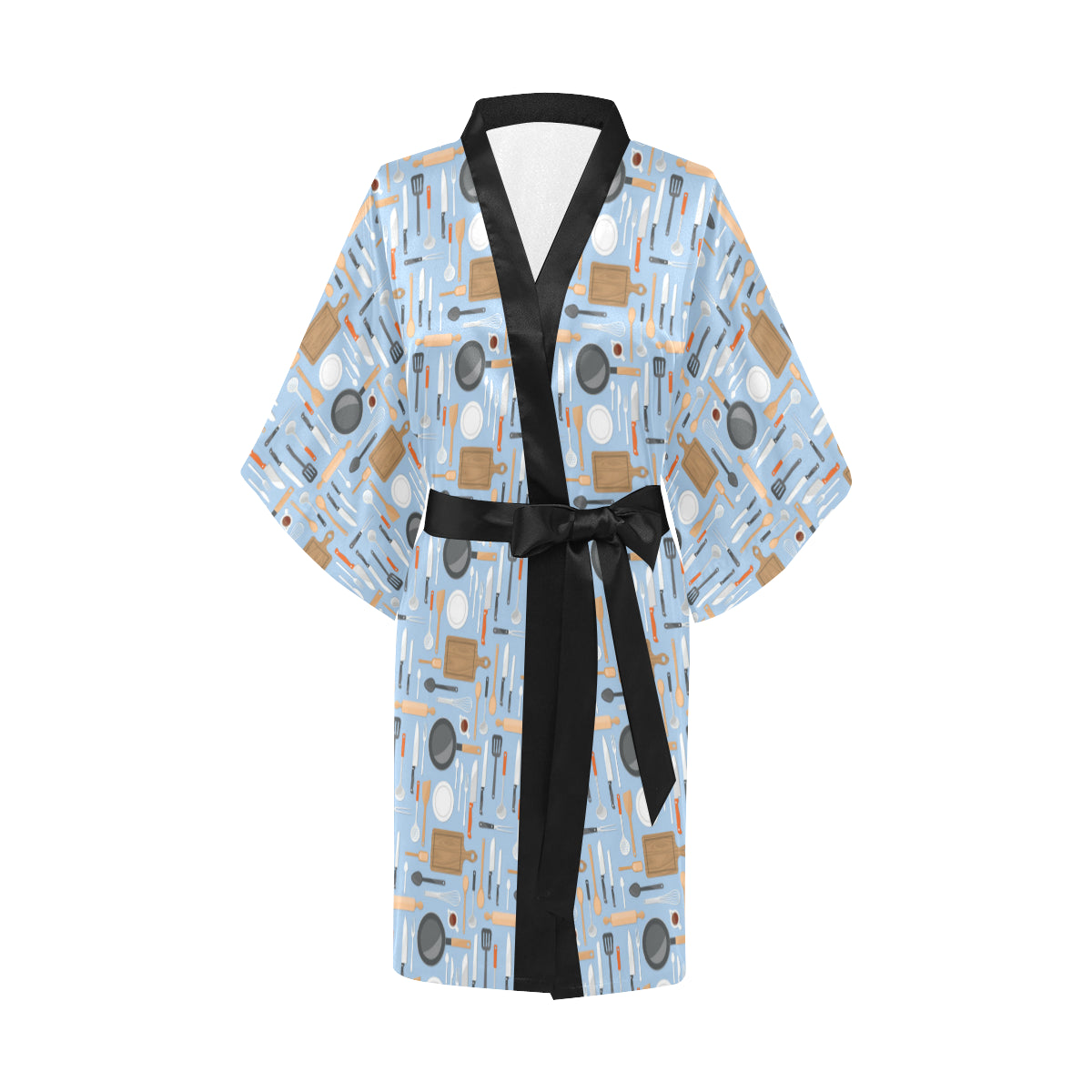 Cooking Kitchen Tools Pattern Print Design 02 Women's Short Kimono