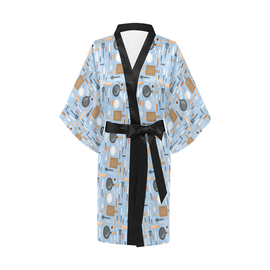 Cooking Kitchen Tools Pattern Print Design 02 Women's Short Kimono