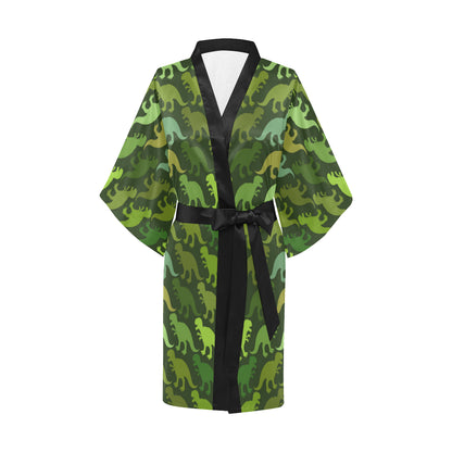 T Rex Pattern Print Design A03 Women's Short Kimono