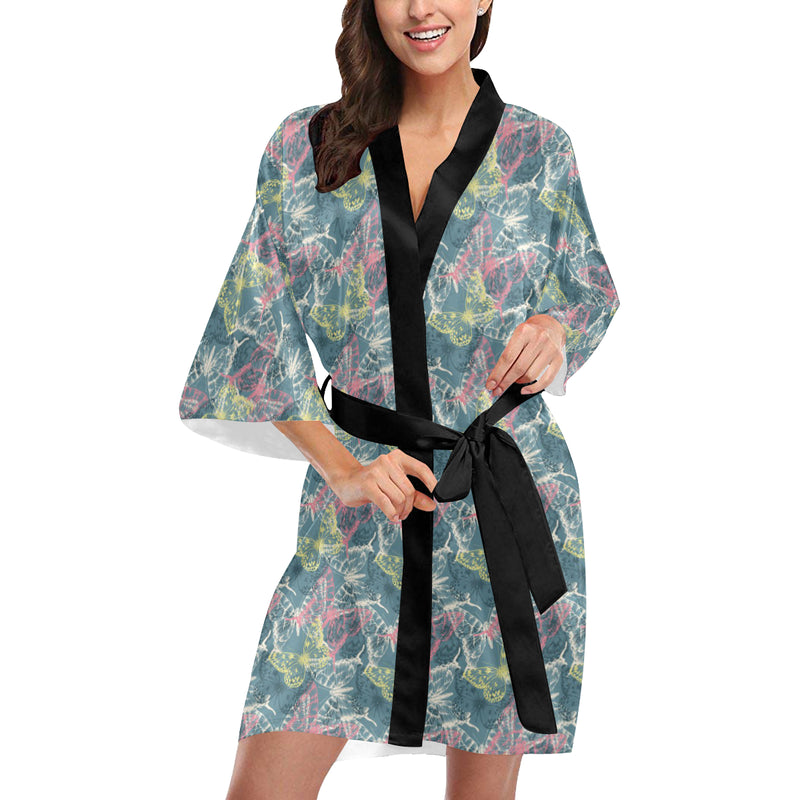 Butterfly Pattern Print Design 01 Women's Short Kimono