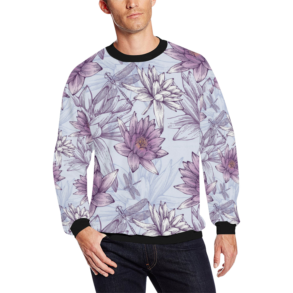 Water Lily Pattern Print Design WL01 Men Long Sleeve Sweatshirt