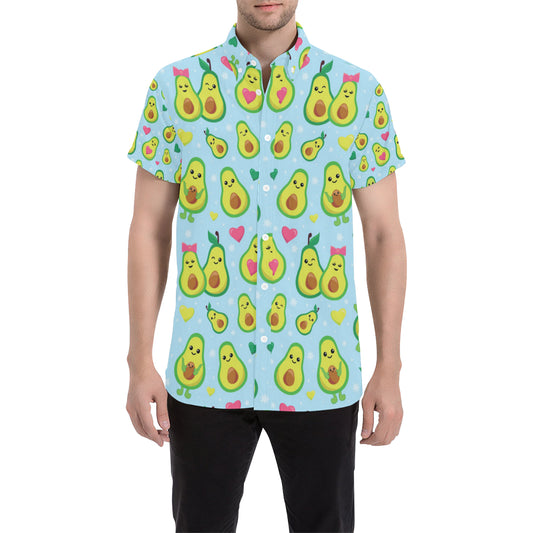 Avocado Pattern Print Design AC09 Men's Short Sleeve Button Up Shirt