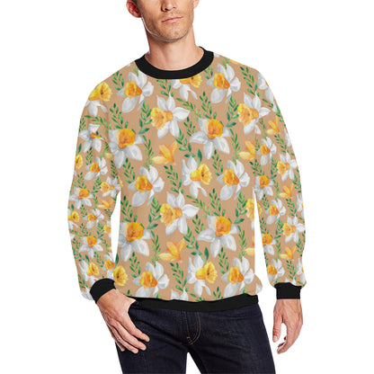 Daffodils Pattern Print Design DF04 Men Long Sleeve Sweatshirt