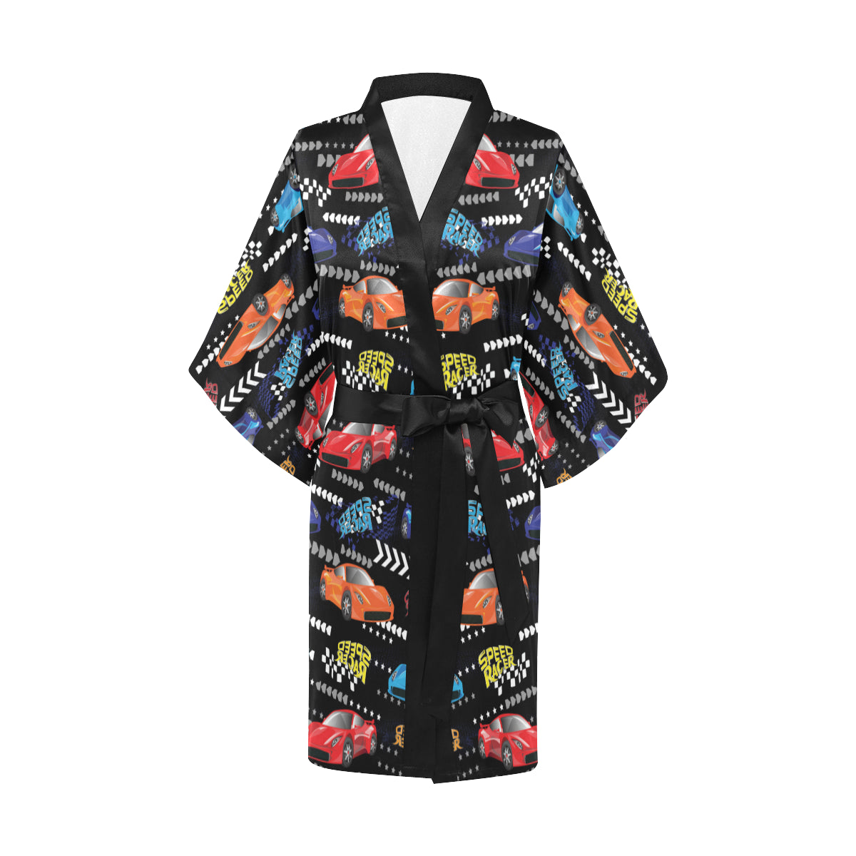Racing Pattern Print Design A05 Women's Short Kimono
