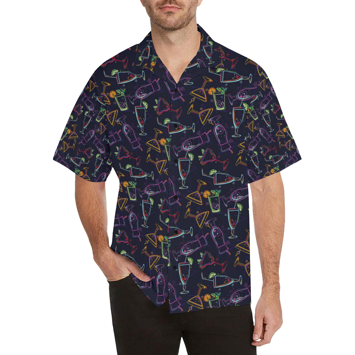 Cocktail Pattern Print Design 04 Men's Hawaiian Shirt