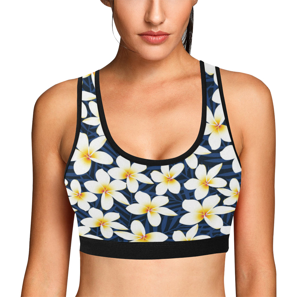 Plumeria Pattern Print Design PM026 Sports Bra