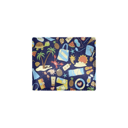 Beach Themed Pattern Print Design 04 Men's ID Card Wallet