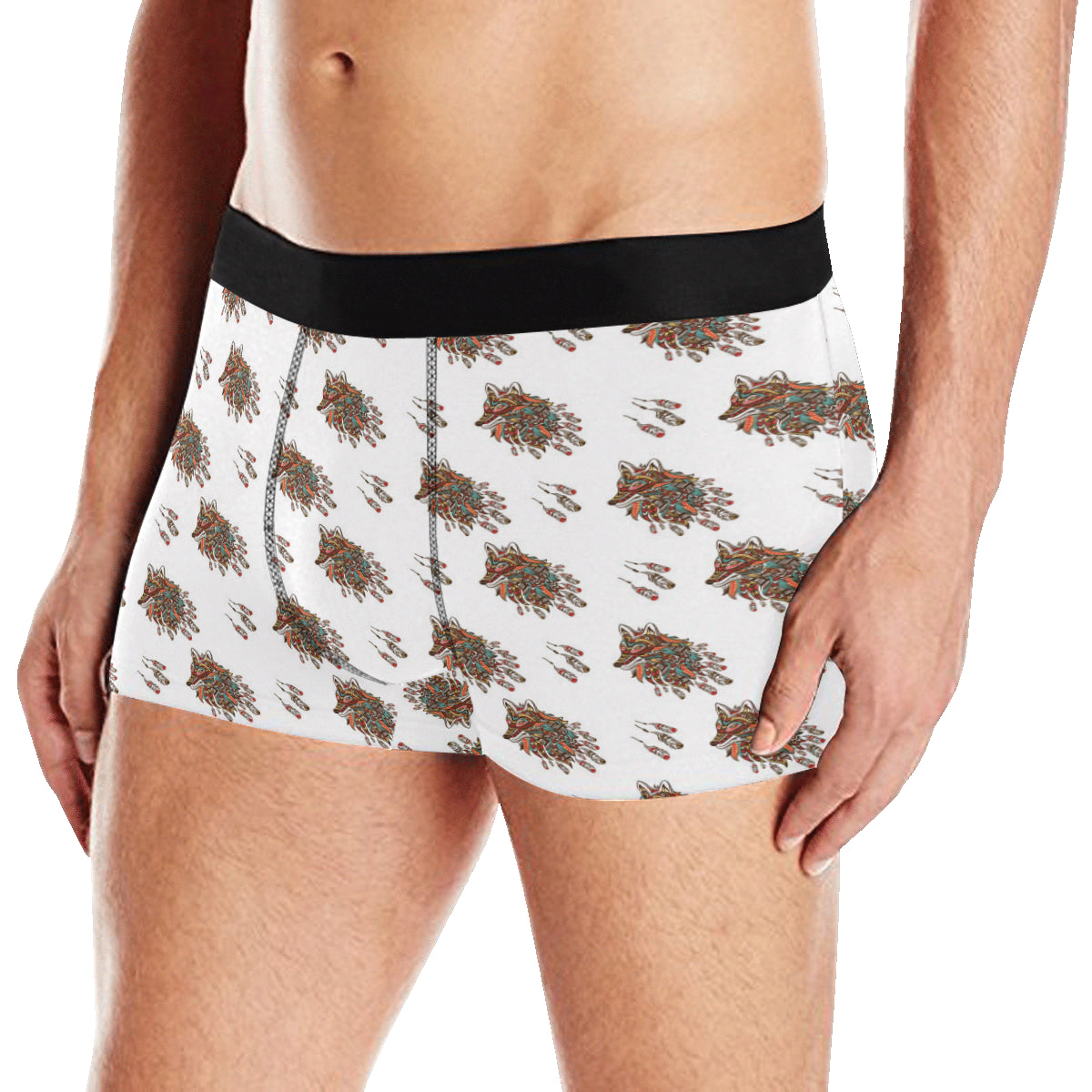Aztec Wolf Pattern Print Design 02 Men's Boxer Briefs