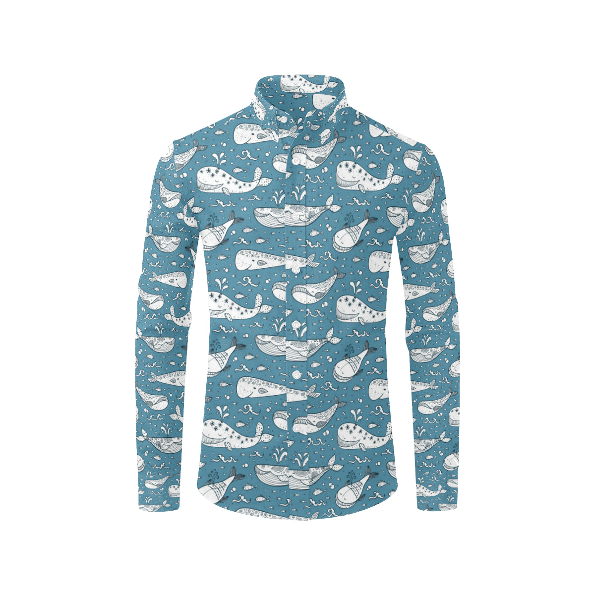 Humpback Whale Pattern Print Design 03 Men's Long Sleeve Shirt