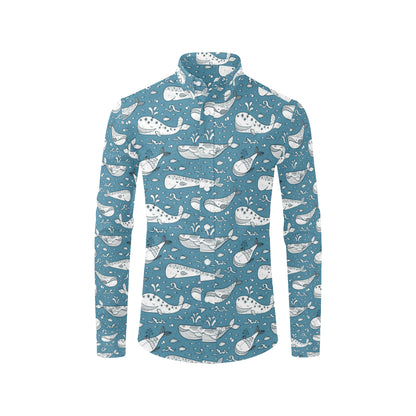 Humpback Whale Pattern Print Design 03 Men's Long Sleeve Shirt