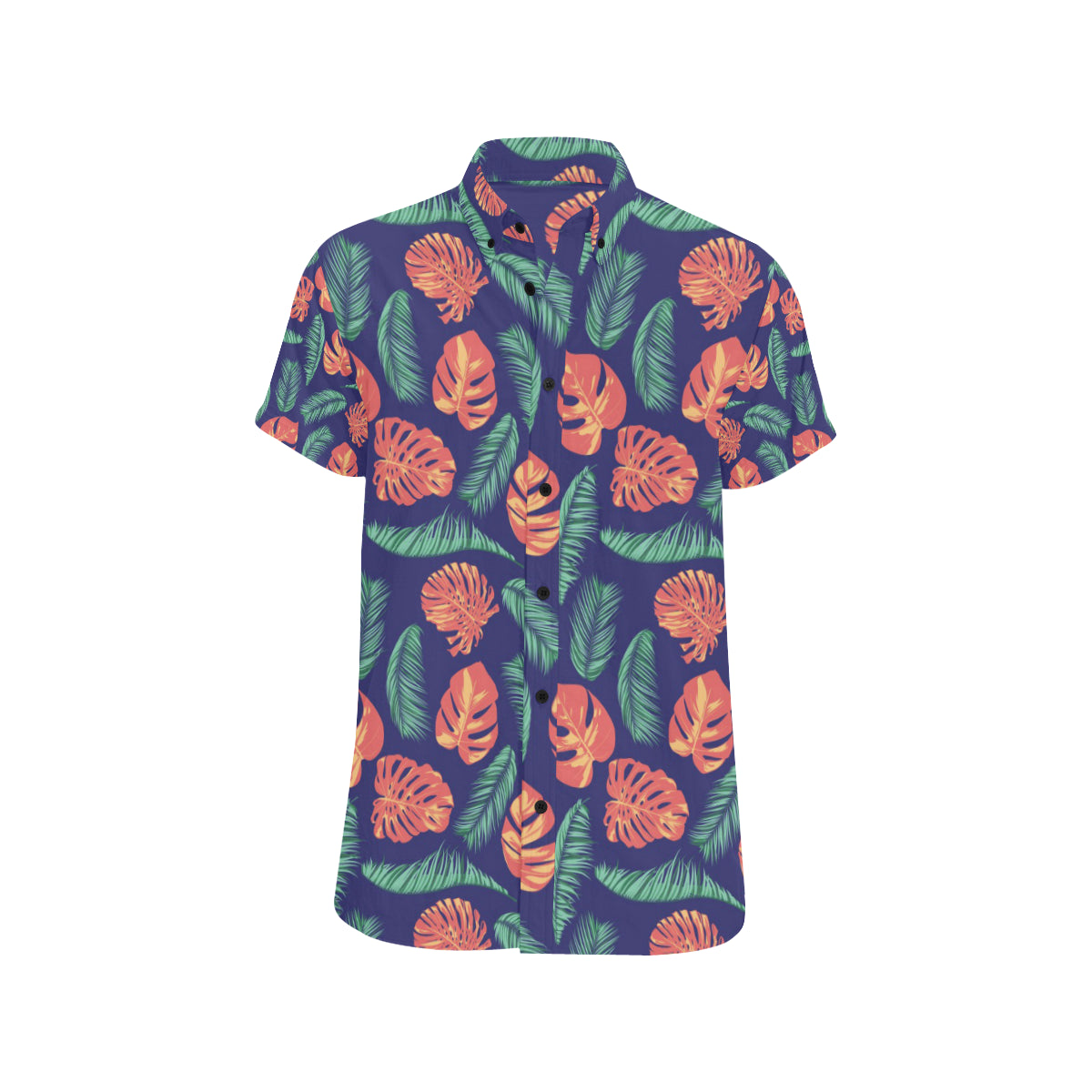Palm Leaves Pattern Print Design PL011 Men's Short Sleeve Button Up Shirt