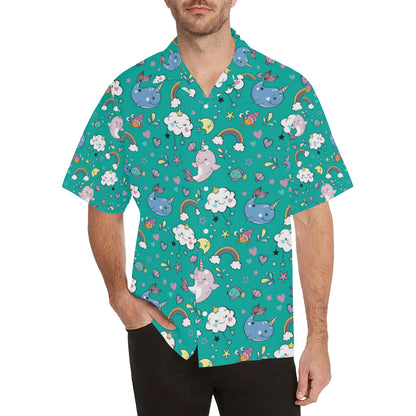 Narwhal Pattern Print Design 04 Men's Hawaiian Shirt