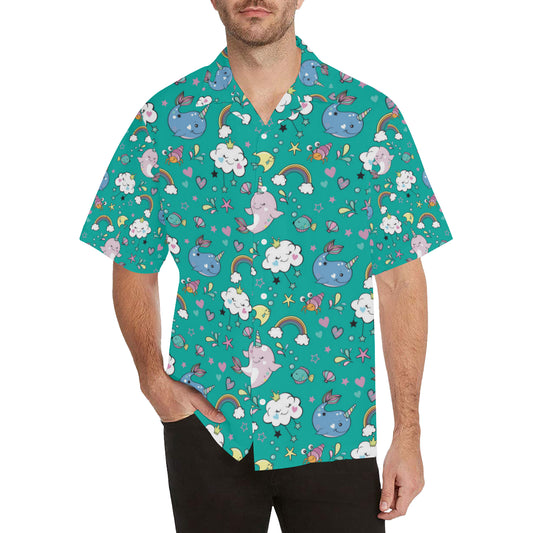 Narwhal Pattern Print Design 04 Men's Hawaiian Shirt