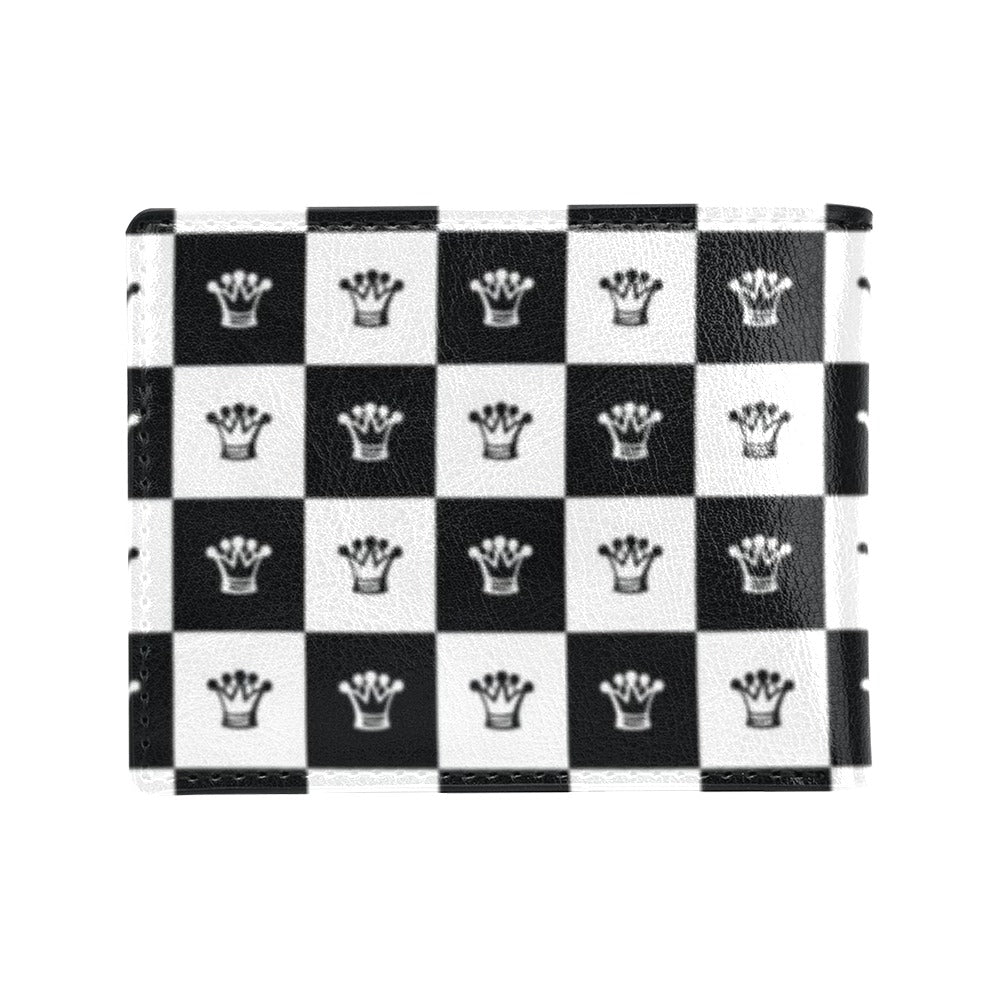 Checkered Flag Crown Pattern Men's ID Card Wallet