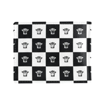 Checkered Flag Crown Pattern Men's ID Card Wallet