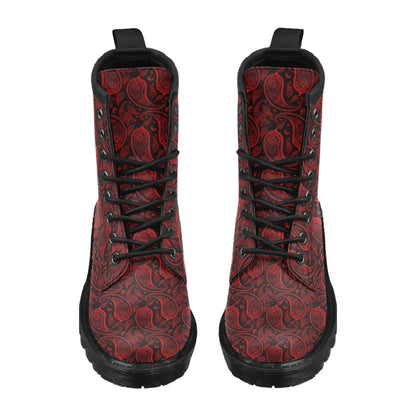 Paisley Red Design Print Women's Boots
