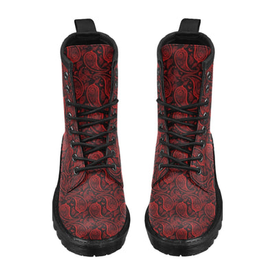 Paisley Red Design Print Women's Boots