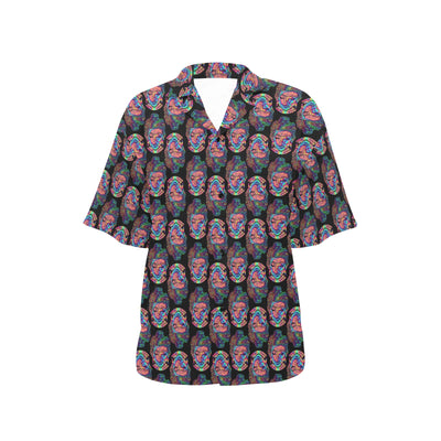 Buddha Head Colorful Print Women's Hawaiian Shirt