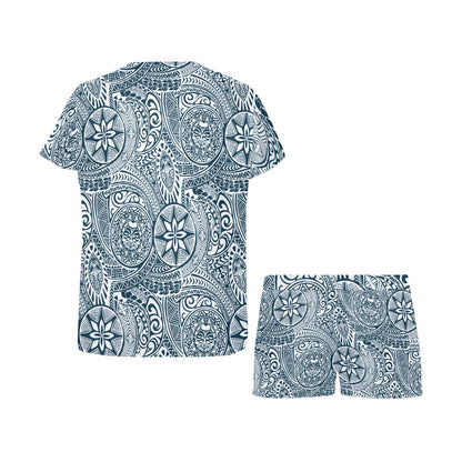 Samoan Pattern Print Design LKS306 Women's Short Pajama Set