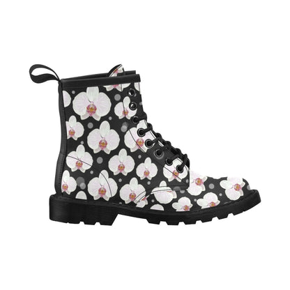 Orchid White Pattern Print Design OR09 Women's Boots