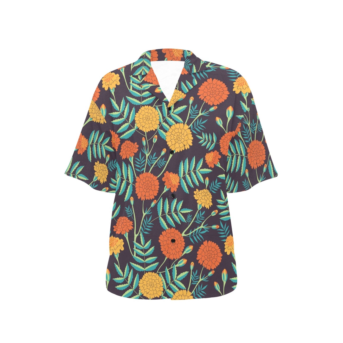 Marigold Pattern Print Design MR01 Women's Hawaiian Shirt