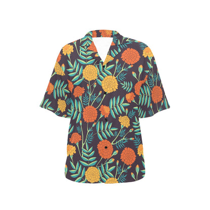 Marigold Pattern Print Design MR01 Women's Hawaiian Shirt