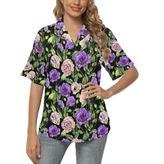 Lisianthus Pattern Print Design LT02 Women's Hawaiian Shirt