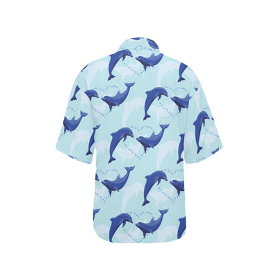 Dolphin Heart Pattern Women's Hawaiian Shirt