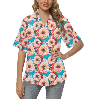 Dahlia Pattern Print Design DH05 Women's Hawaiian Shirt