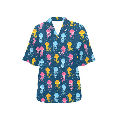 Jellyfish Pattern Print Design 04 Women's Hawaiian Shirt