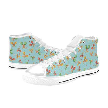 Maracas Print Design LKS402 High Top Women's White Shoes