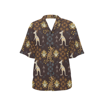 Kangaroos Pattern Print Design 03 Women's Hawaiian Shirt