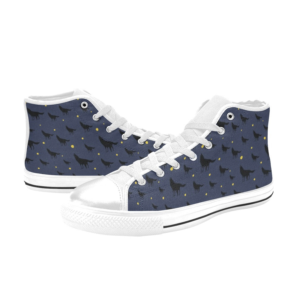 Wolf Print Design LKS301 High Top Women's White Shoes