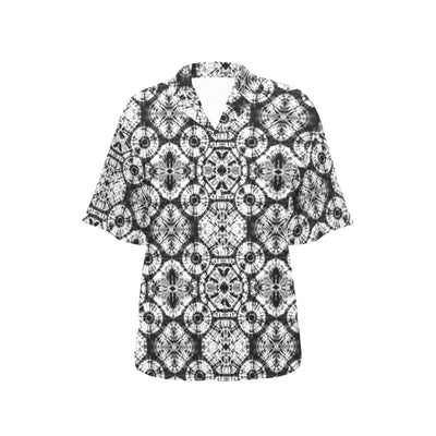 Tie Dye Black White Design Print Women's Hawaiian Shirt
