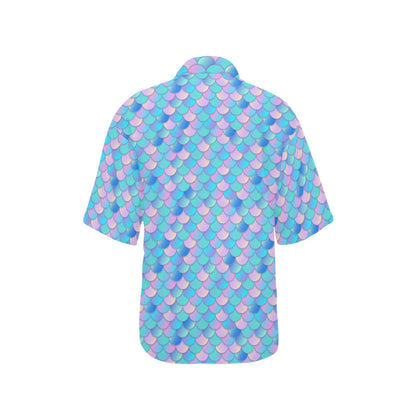 Mermaid Scales Pastel Pattern Print Design 07 Women's Hawaiian Shirt