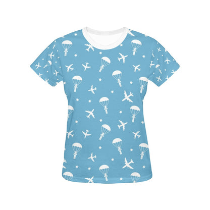 Skydiver Print Design LKS303 Women's  T-shirt