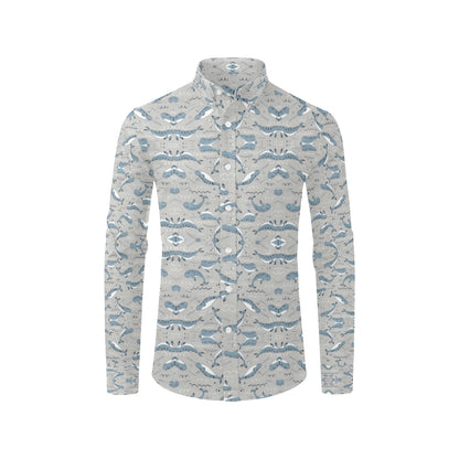 Narwhal Pattern Print Men's Long Sleeve Shirt