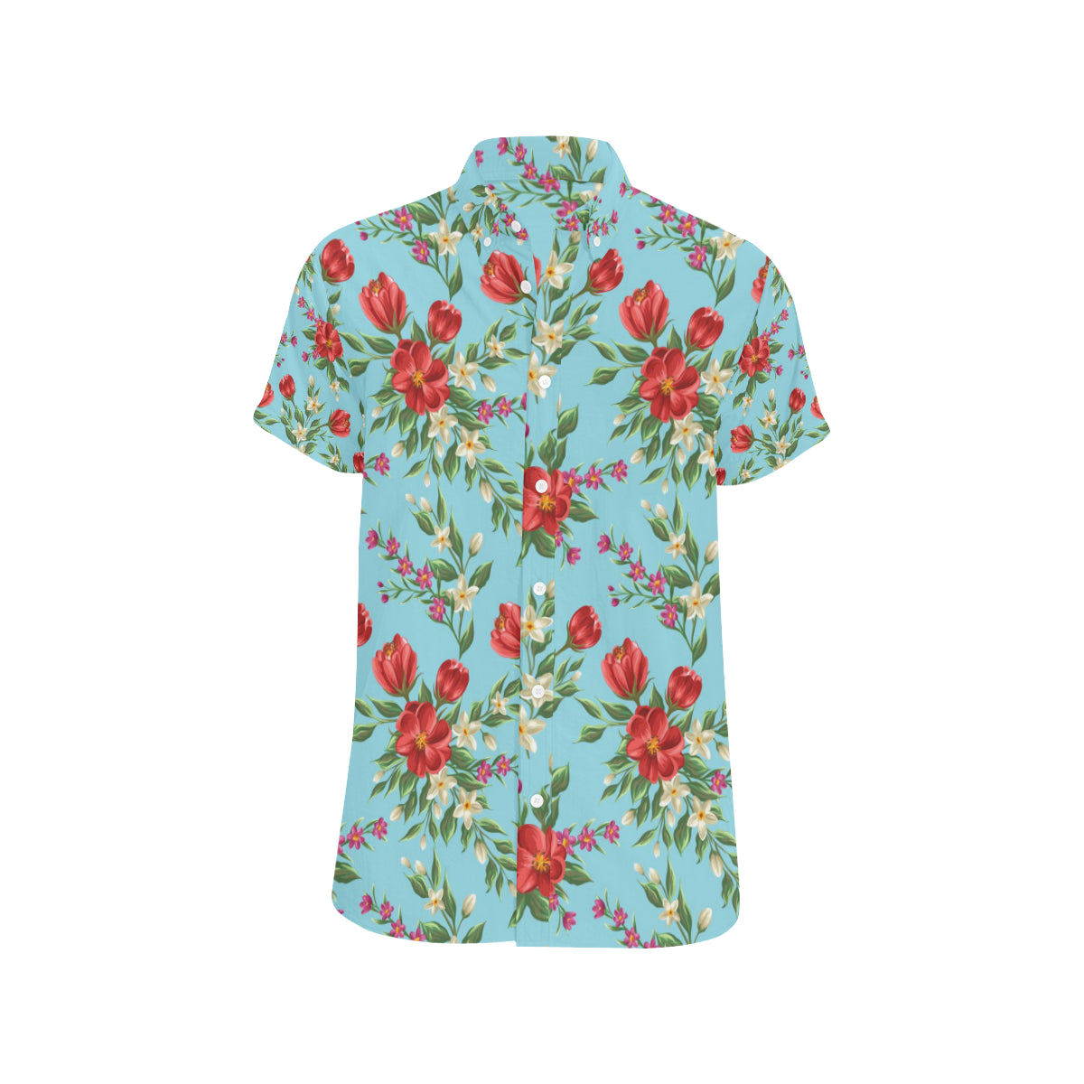 Summer Floral Pattern Print Design SF011 Men's Short Sleeve Button Up Shirt