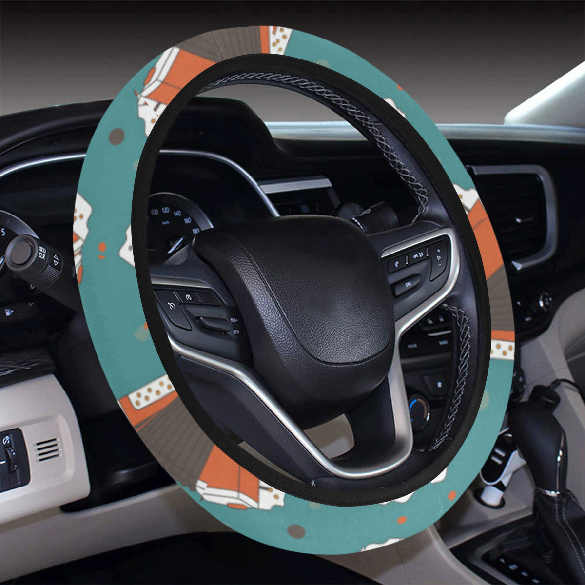 Accordion Pattern Print Design 02 Steering Wheel Cover with Elastic Edge