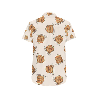 Pancake Pattern Print Design A01 Men's Short Sleeve Button Up Shirt