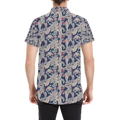 Bird Of Paradise Pattern Print Design 03 Men's Short Sleeve Button Up Shirt