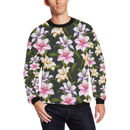 Lily Pattern Print Design LY01 Men Long Sleeve Sweatshirt