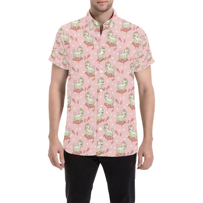 Bichons Frise Pattern Print Design 01 Men's Short Sleeve Button Up Shirt