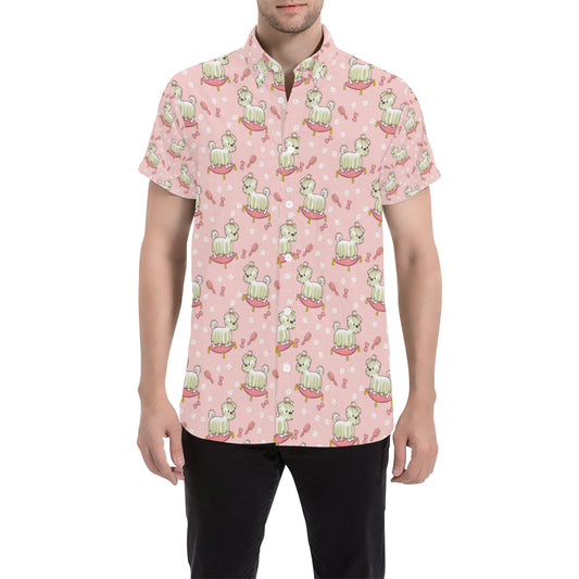 Bichons Frise Pattern Print Design 01 Men's Short Sleeve Button Up Shirt