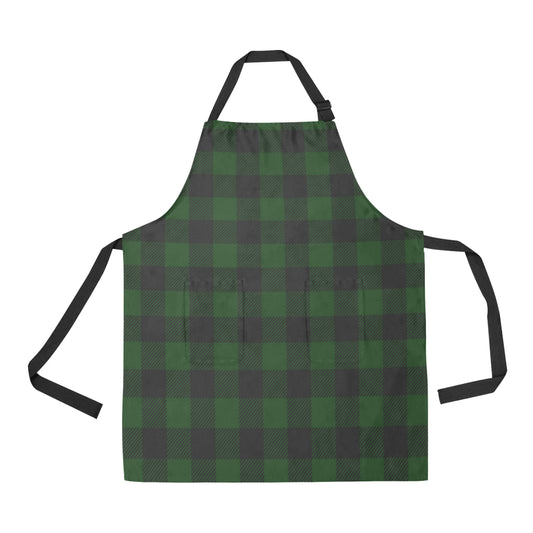 Buffalo check Green Pattern Print Design 02 Apron with Pocket